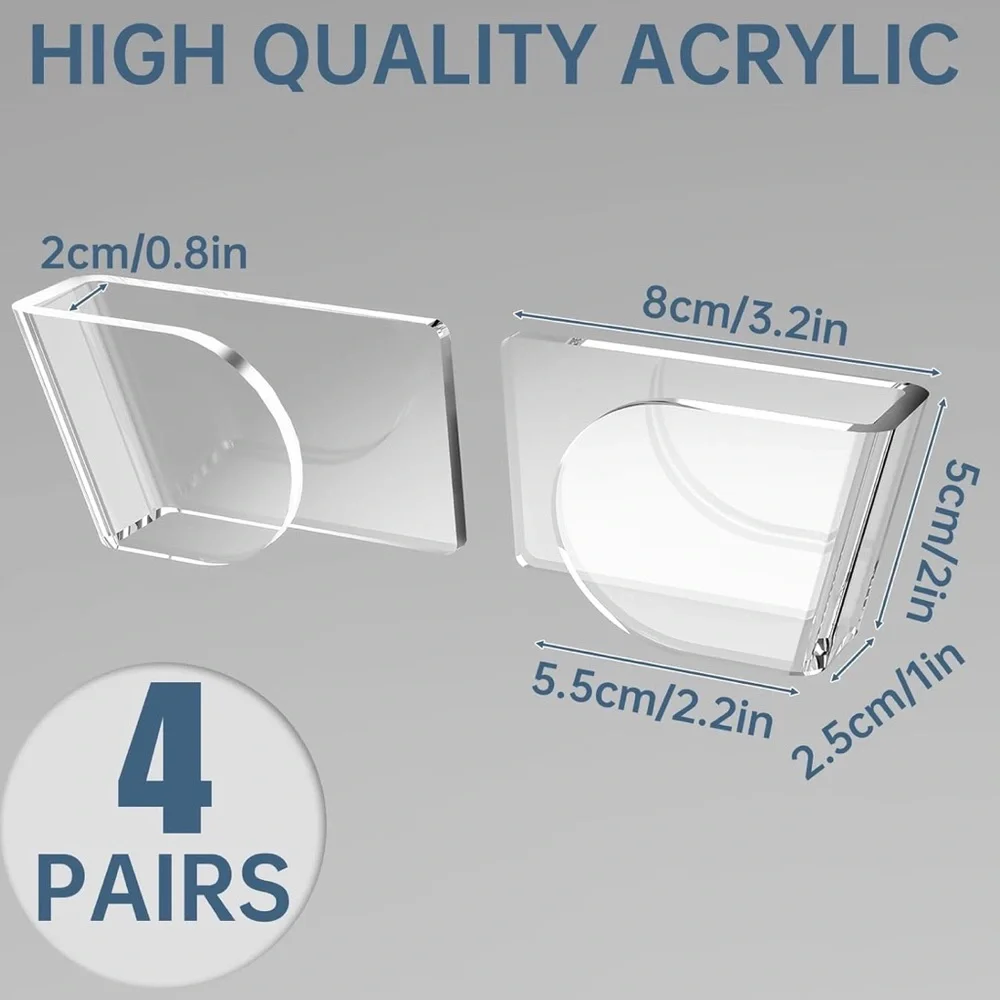 NEW| 4Pcs Pot Lid Holder Wall-Mounted Acrylic Organizer W/Advanced Gel